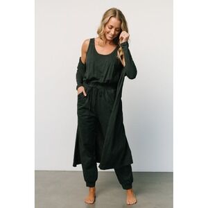 Baltic Born NWOT Janae Jumpsuit + Cardigan Set Cotton Dark Green  Drawstring‎ S